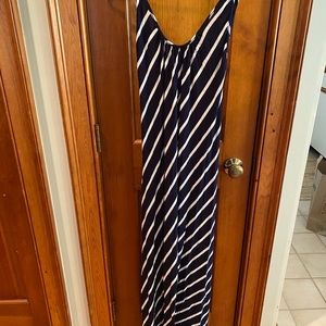 Maxi backless blue and white stripped dress